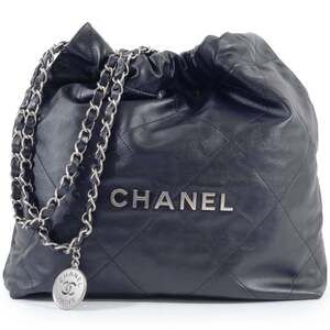 Chanel CHANEL 22 Small Handbag AS3260 Shiny Calfskin Black Women's